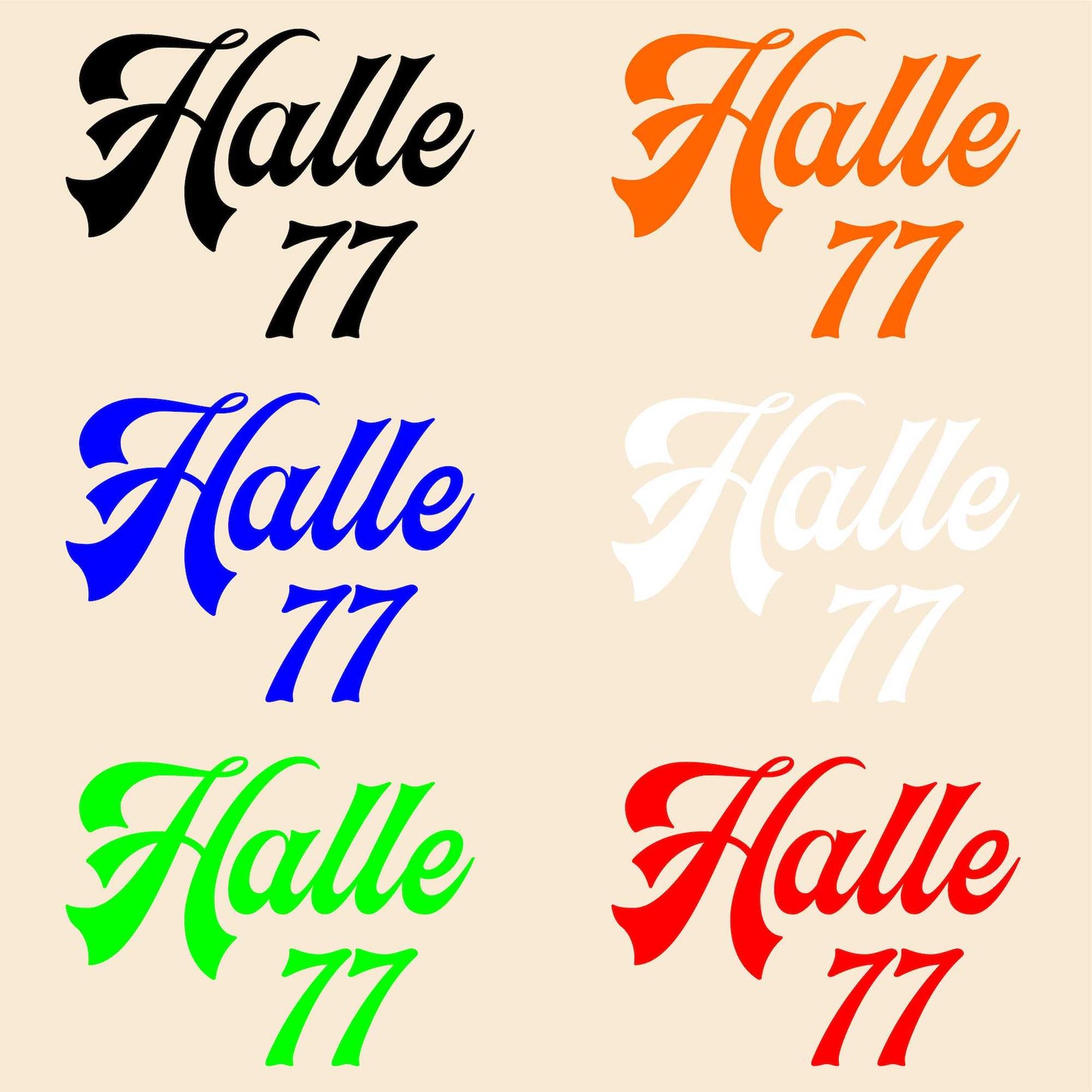 Aufkleber "Halle 77" einfarbig