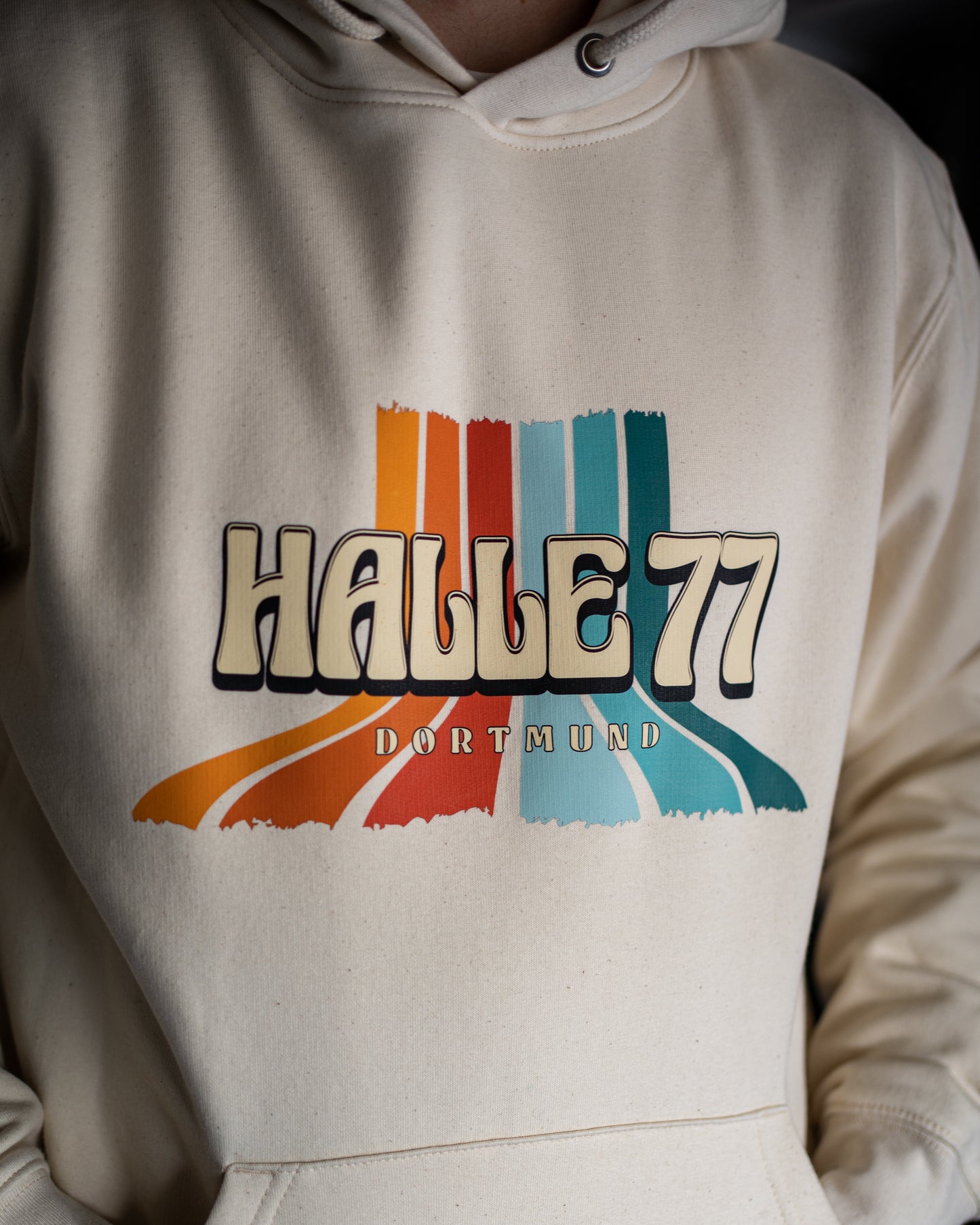 Hoodie -Halle77 Retro- beige